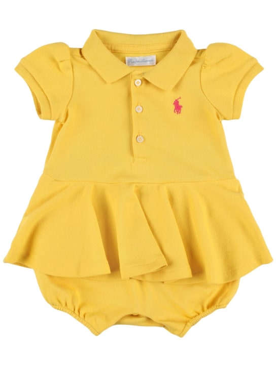 Polo Ralph Lauren: Cotton polo romper - Yellow - kids-girls_0 | Luisa Via Roma