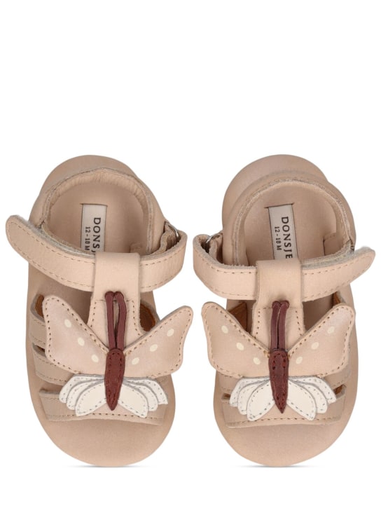Donsje: Leather sandals w/ butterfly patch - Pembe - kids-girls_1 | Luisa Via Roma