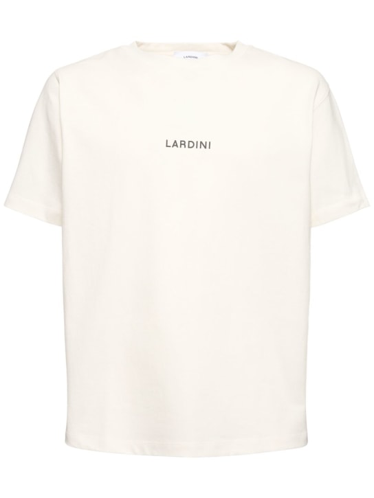 Lardini: Cotton crewneck t-shirt - Beyaz - men_0 | Luisa Via Roma
