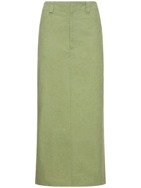 AURALEE: Cotton canvas midi skirt - Green - women_0 | Luisa Via Roma
