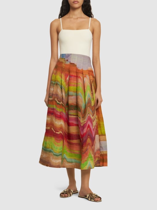 Ulla Johnson: Alessandra printed linen long skirt - Multi/Green - women_1 | Luisa Via Roma