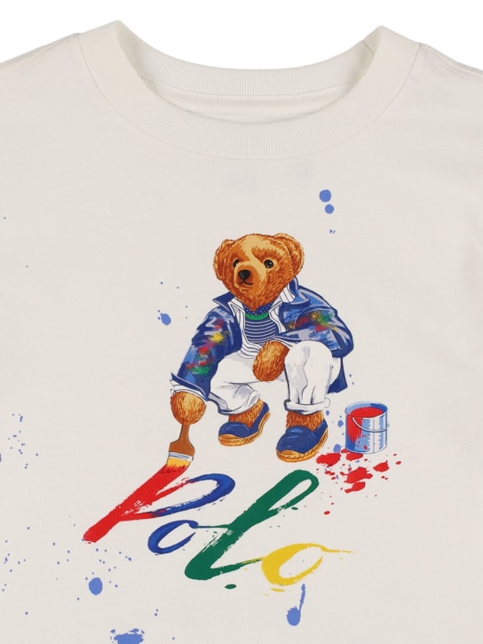 Polo Ralph Lauren: T-shirt in jersey di cotone stampato - Bianco/Multi - kids-boys_1 | Luisa Via Roma