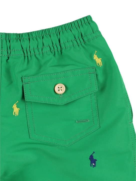 Polo Ralph Lauren: Short de bain en nylon recyclé à logo - Vert - kids-boys_1 | Luisa Via Roma
