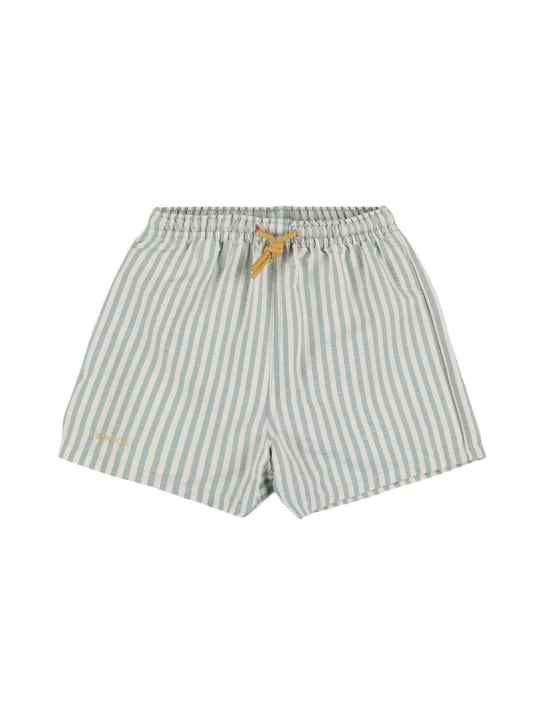 Liewood: Striped print nylon swim shorts - Yeşil/Beyaz - kids-boys_0 | Luisa Via Roma