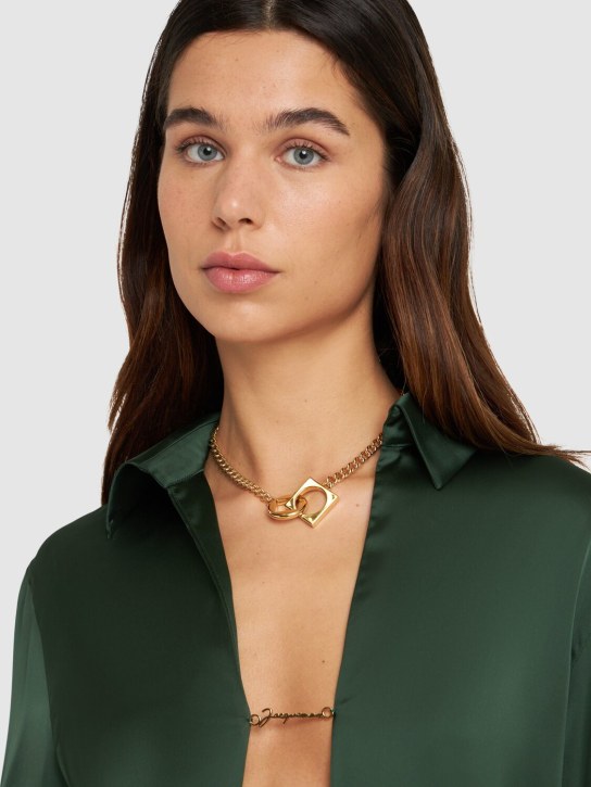 Jacquemus: Le Collier Rond Carre collar necklace - Light Gold - women_1 | Luisa Via Roma