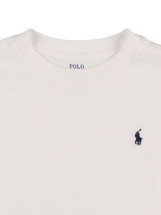 Polo Ralph Lauren: Camiseta de jersey de algodón con logo bordado - Blanco - kids-girls_1 | Luisa Via Roma