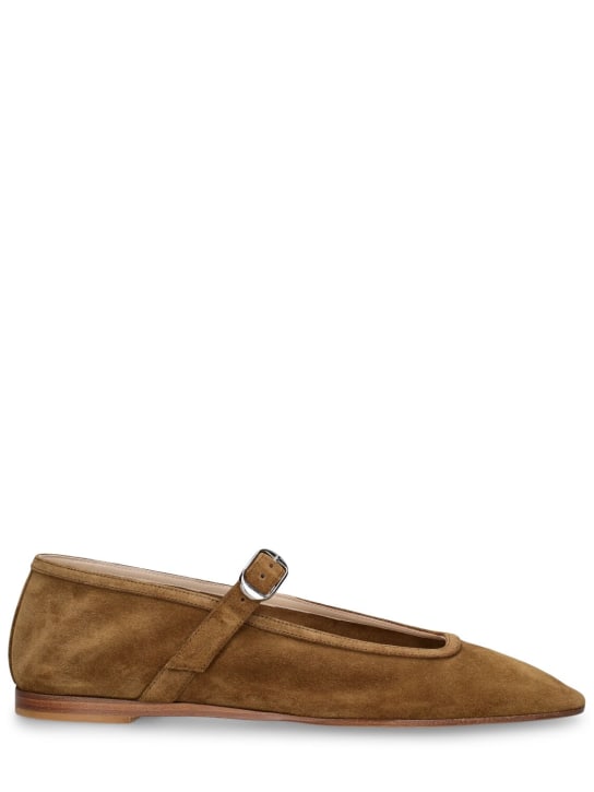 Le Monde Beryl: 10mm Suede Mary Jane ballet flats - Taupe - women_0 | Luisa Via Roma
