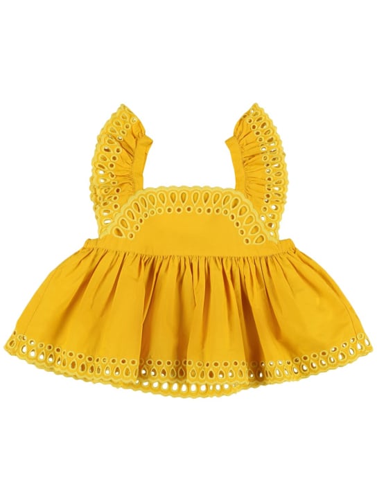 Stella Mccartney Kids: Ruffled cotton top - Yellow - kids-girls_0 | Luisa Via Roma