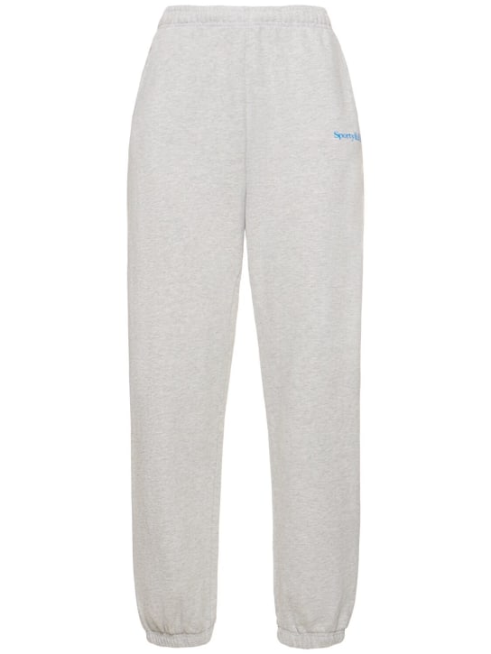 Sporty & Rich: Pantalones deportivos de algodón con logo - Gris - women_0 | Luisa Via Roma