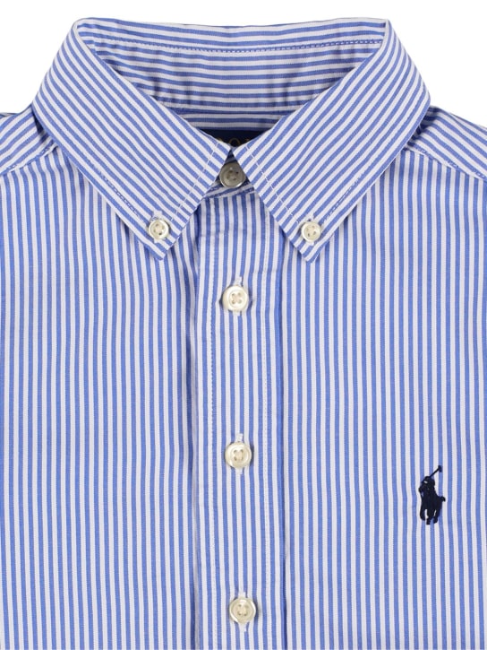 Polo Ralph Lauren: Logo embroidered cotton poplin shirt - Açık Mavi - kids-boys_1 | Luisa Via Roma