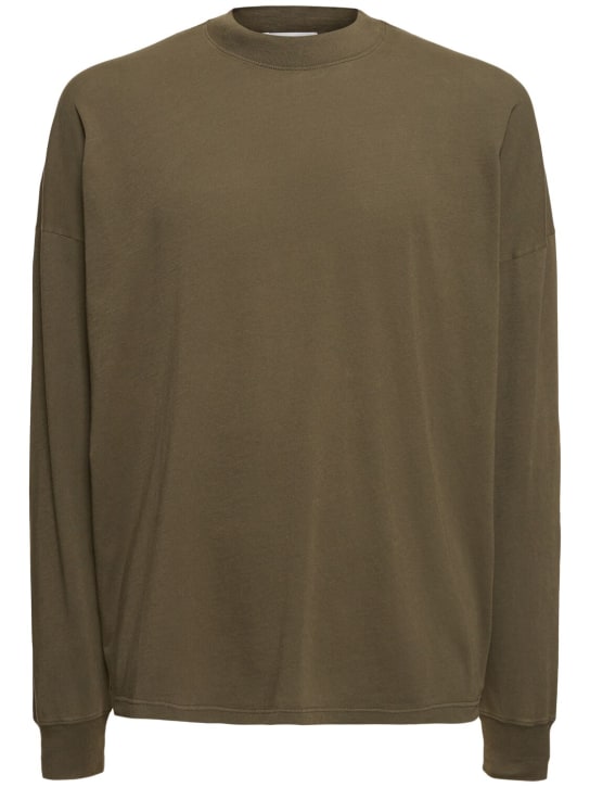 The Row: Dolino cotton long sleeve t-shirt - Khaki - men_0 | Luisa Via Roma