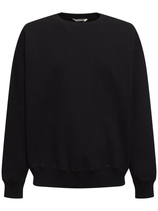 AURALEE: Cotton knit sweatshirt - Black - men_0 | Luisa Via Roma