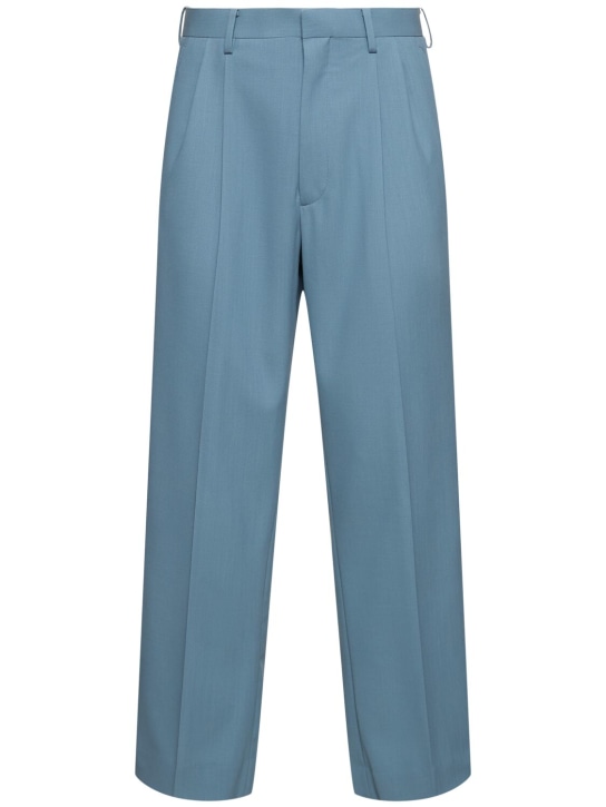 AURALEE: Wool two-pleat pants - Blue - men_0 | Luisa Via Roma