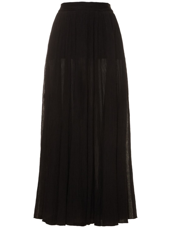Toteme: 褶皱混棉长款半身裙 - 黑色 - women_0 | Luisa Via Roma
