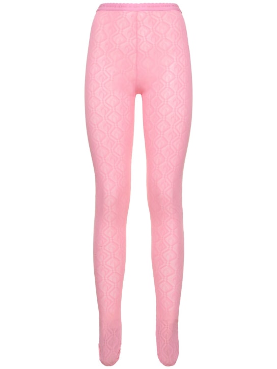 Marine Serre: Moon Diamant jacquard mesh leggings - Pink - women_0 | Luisa Via Roma