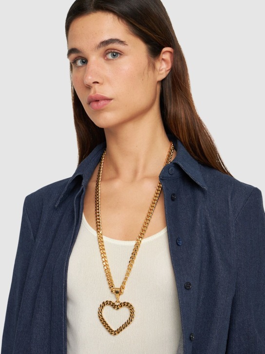 Moschino: Heart charm long necklace - Altın Rengi - women_1 | Luisa Via Roma