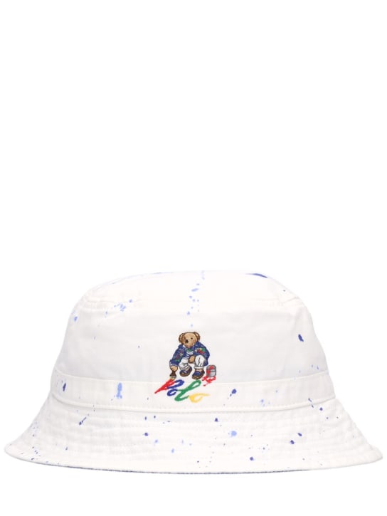 Ralph Lauren: Cotton gabardine bucket hat - White/Multi - kids-boys_0 | Luisa Via Roma