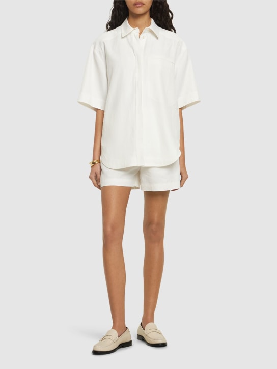 Loulou Studio: Moheli viscose & linen shirt - White - women_1 | Luisa Via Roma