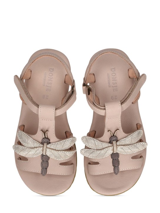 Donsje: Leather sandals w/ dragonfly patch - Pink - kids-girls_1 | Luisa Via Roma
