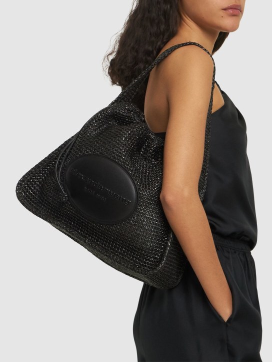 Alexander Wang: Large Ryan raffia effect shoulder bag - Black - women_1 | Luisa Via Roma