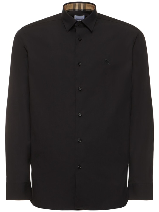 Burberry: Camiseta slim fit de algodón - Negro - men_0 | Luisa Via Roma