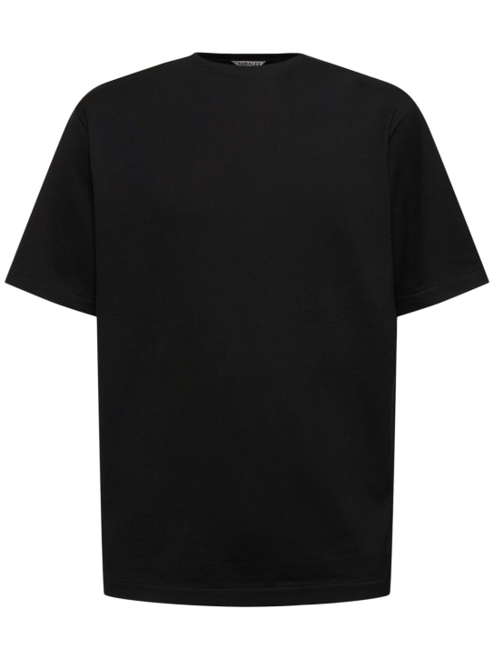 AURALEE: T-shirt en maille de coton - Noir - men_0 | Luisa Via Roma