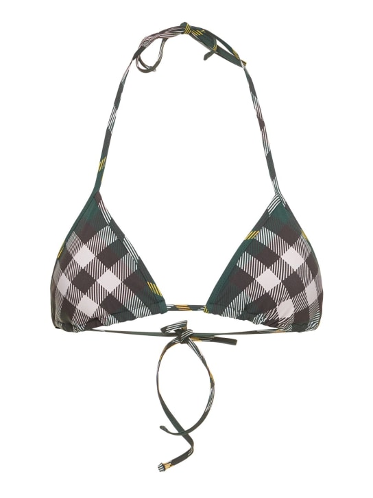 Burberry: Check Lycra triangle bikini top - Green/Multi - women_0 | Luisa Via Roma