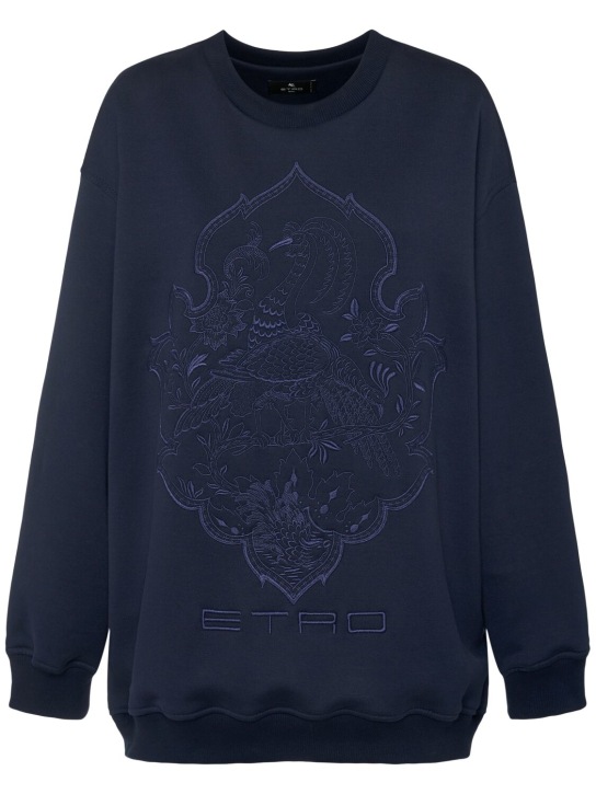 Etro: Embroidered logo jersey sweatshirt - women_0 | Luisa Via Roma
