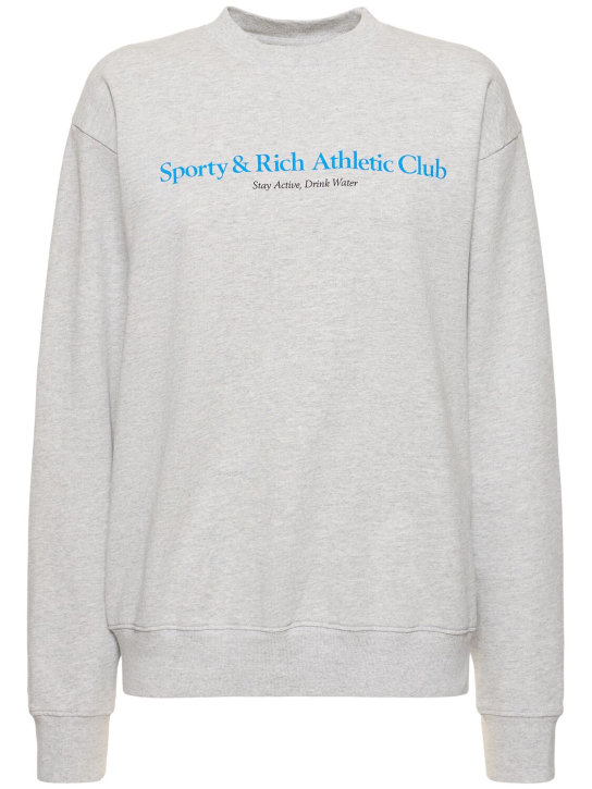 Sporty & Rich: Sudadera de algodón Athletic Club - Gris - women_0 | Luisa Via Roma
