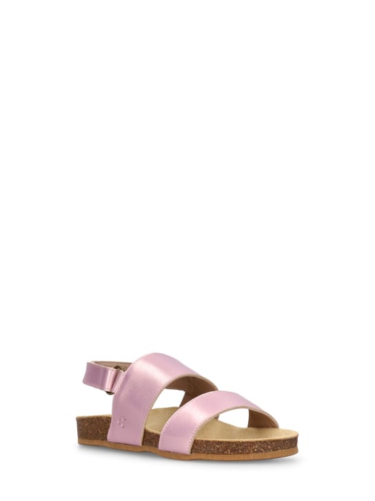 Bonpoint: Leather sandals - Pink - kids-girls_1 | Luisa Via Roma