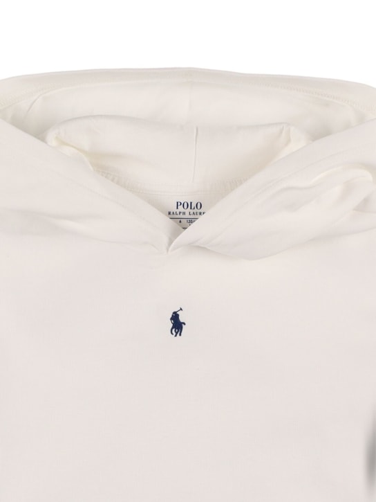 Ralph Lauren: Sudadera de algodón con logo bordado y capucha - Blanco - kids-boys_1 | Luisa Via Roma