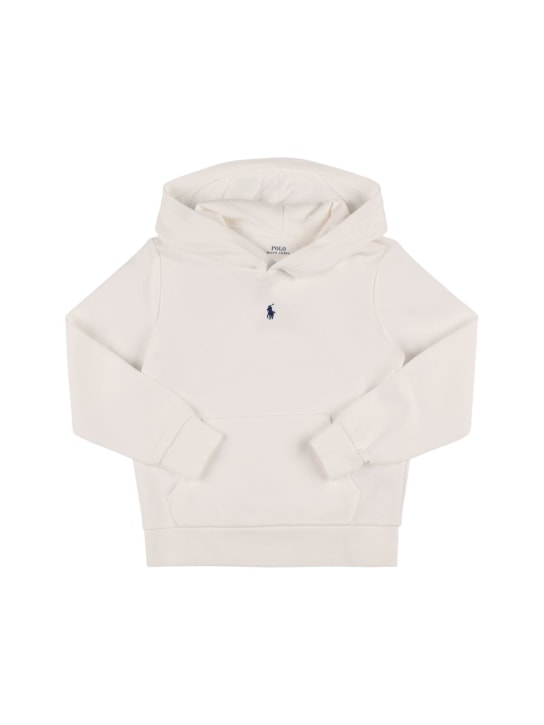 Polo Ralph Lauren: Sweat en coton mélangé à logo brodé à capuche - Blanc - kids-boys_0 | Luisa Via Roma