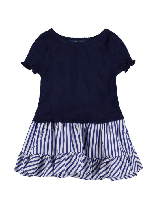 Polo Ralph Lauren: Vestido de algodón pointelle - Azul Oscuro - kids-girls_0 | Luisa Via Roma