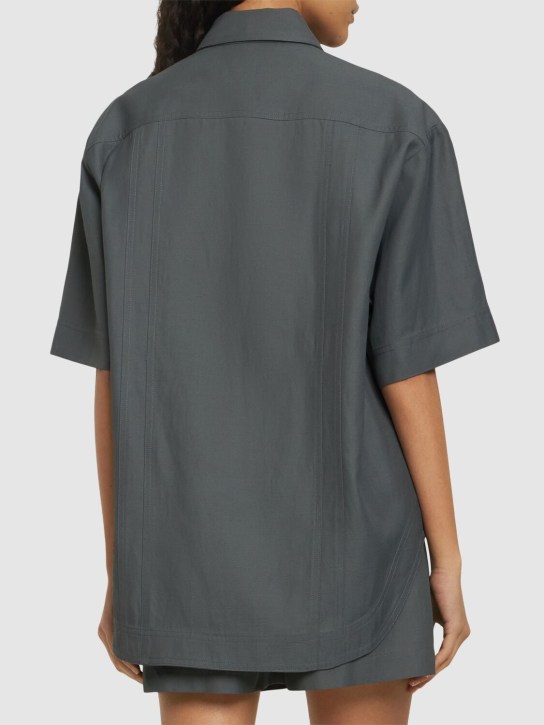 Loulou Studio: Moheli viscose & linen shirt - Grey - women_2 | Luisa Via Roma
