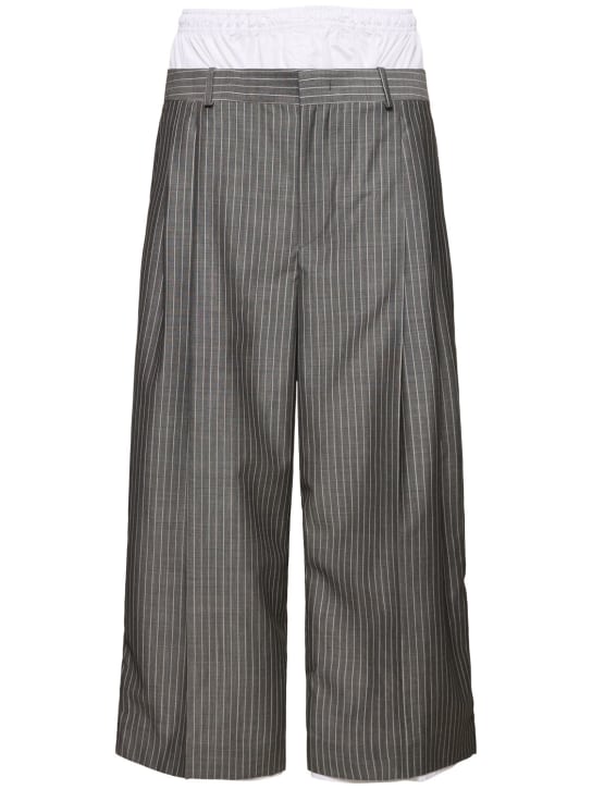 Hed Mayner: Pinstriped mohair & wool pants - Grey - men_0 | Luisa Via Roma