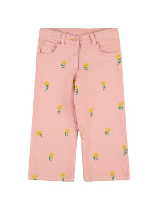 Stella Mccartney Kids: Embroidered cotton pants - Pink - kids-girls_0 | Luisa Via Roma