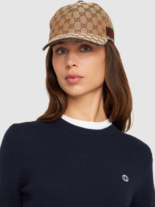 Gucci: GG Supreme canvas baseball hat - Beige - women_1 | Luisa Via Roma