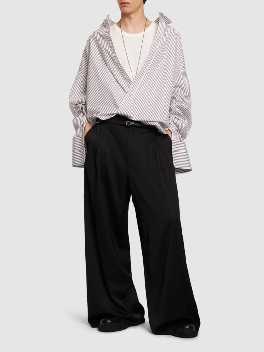 Dolce&Gabbana: 大廓型条纹府绸衬衫 - 黑色/白色 - men_1 | Luisa Via Roma