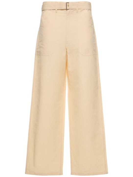 AURALEE: Linen & cotton straight pants - Ecru - women_0 | Luisa Via Roma