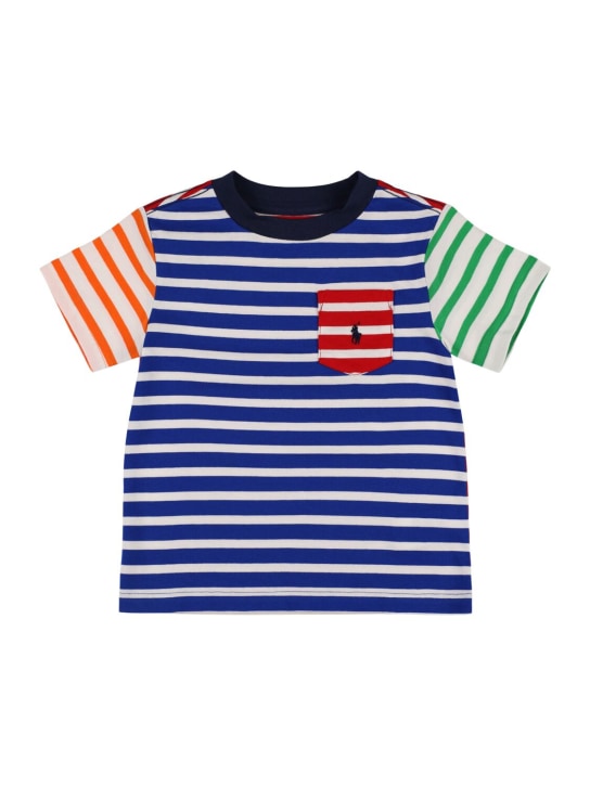 Ralph Lauren: T-shirt en jersey de coton à logo brodé - Multicolore - kids-boys_0 | Luisa Via Roma