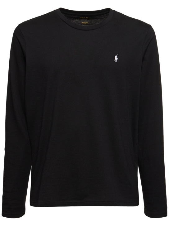 Polo Ralph Lauren: T-shirt girocollo a maniche lunghe - Polo Black - men_0 | Luisa Via Roma