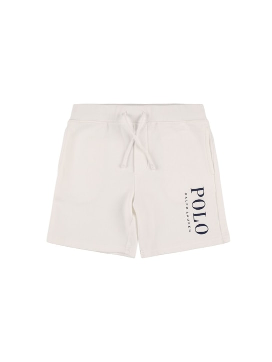 Polo Ralph Lauren: Logo print cotton jersey sweat shorts - White - kids-boys_0 | Luisa Via Roma