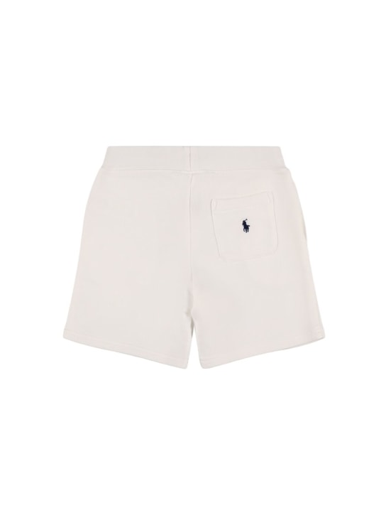 Ralph Lauren: Logo print cotton jersey sweat shorts - White - kids-boys_1 | Luisa Via Roma