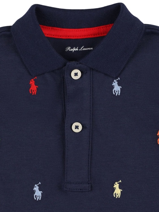 Polo Ralph Lauren: Logo刺绣棉质双面布连体衣 - 深蓝色 - kids-boys_1 | Luisa Via Roma