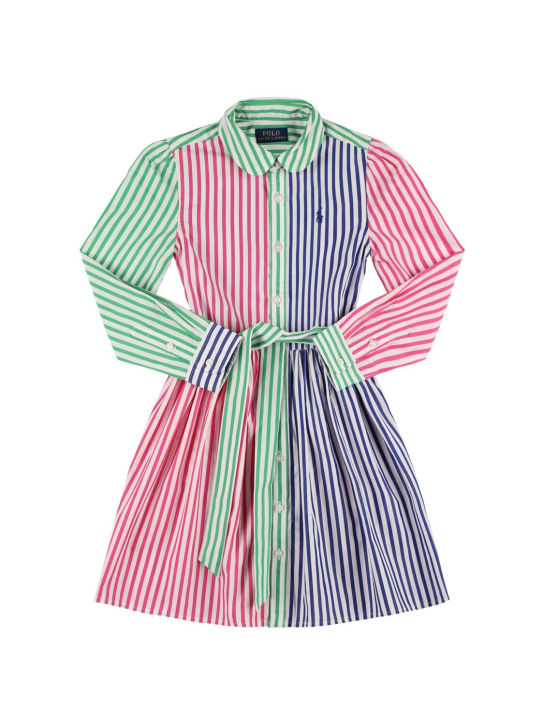 Ralph Lauren: Robe chemise en popeline de coton avec ceinture - Multicolore - kids-girls_0 | Luisa Via Roma