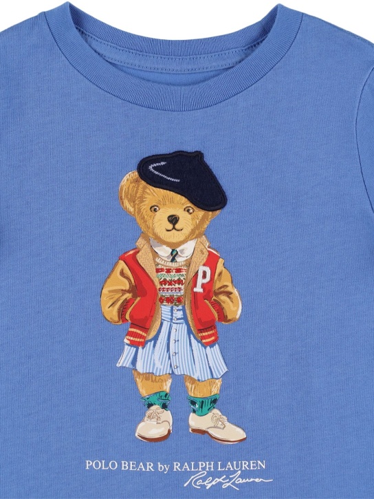 Polo Ralph Lauren: Bedrucktes T-Shirt aus Baumwolljersey - Blau - kids-girls_1 | Luisa Via Roma