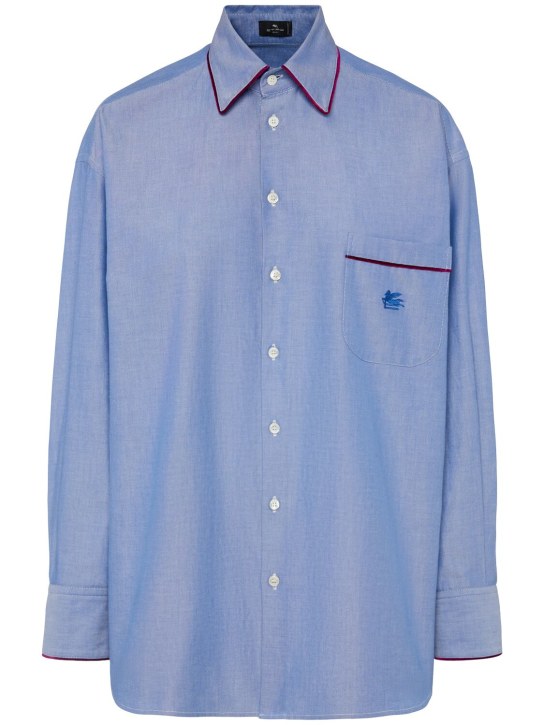 Etro: Camisa de popelina de algodón - Azul - women_0 | Luisa Via Roma