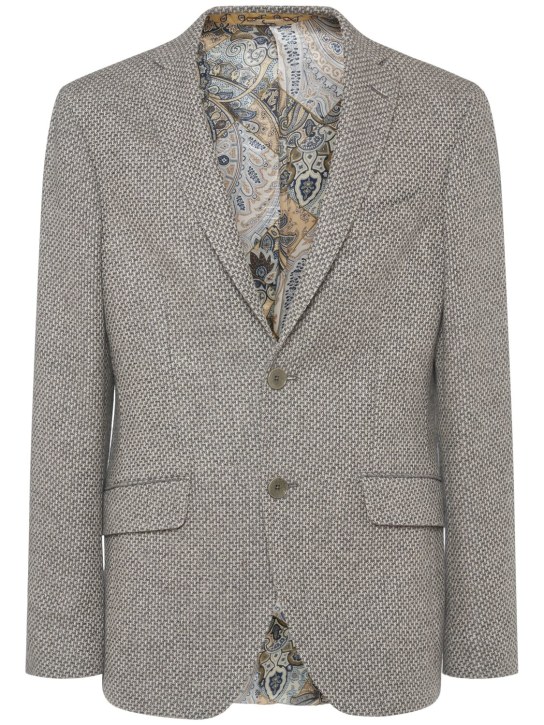 Etro: Wool & cashmere blazer - Grey - men_0 | Luisa Via Roma