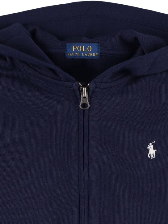 Polo Ralph Lauren: Sweat-shirt en coton à logo brodé avec capuche - kids-boys_1 | Luisa Via Roma