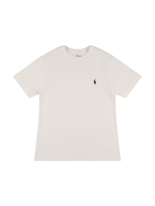 Polo Ralph Lauren: Camiseta de jersey de algodón con logo bordado - Blanco - kids-girls_0 | Luisa Via Roma